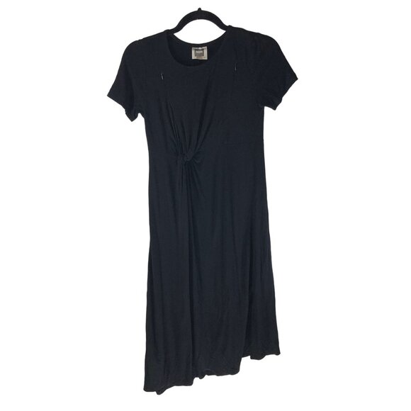 Nom Womens Black Maternity Dress Twist Front Zipper Detail Short Sleeve XS - Picture 1 of 5